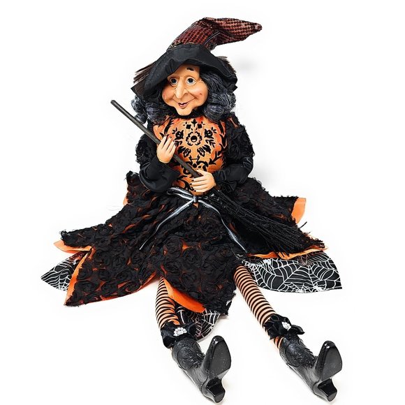 Halloween Elf Witch 24" Broomstick Party Decor Wreath Center - Picture 2 of 7
